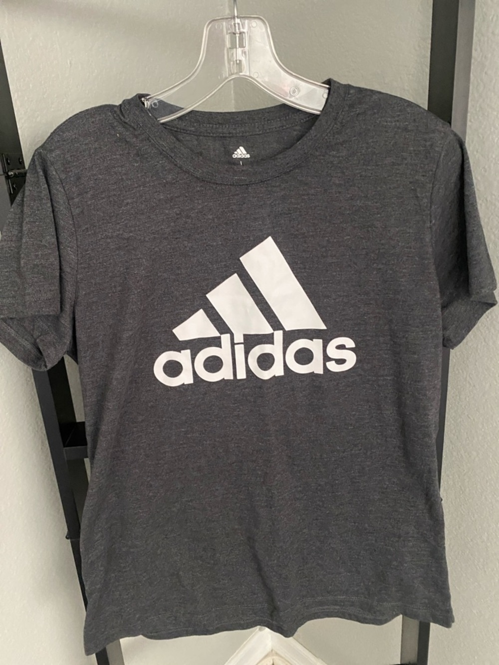 adidas Dark Gray Short Sleeve Tee with White Logo